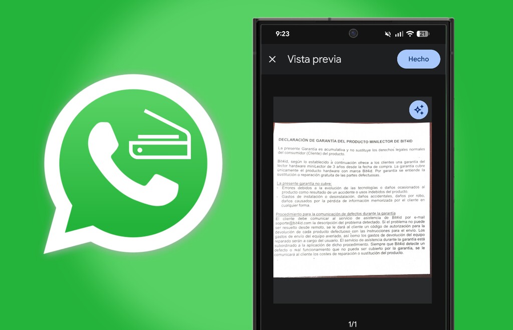 WhatsApp añade función de escaneo de documentos en PDF